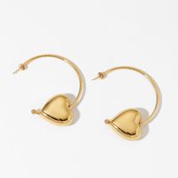 Boucles d'oreilles élégantes Gaovo en forme de C, avec détails de boule creuse et de cœur, plaquées or 18 carats, en acier inoxydable, boucles d'oreilles tendance pour femmes
