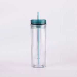 Vaso de acrílico de doble pared de 16 oz con asa y pajita, moderno y elegante, para zumo de desayuno o bebidas matutinas - Product Image 3
