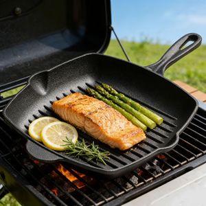 Sartén Teppanyaki <span class=keywords><strong>de</strong></span> <span class=keywords><strong>Hierro</strong></span> <span class=keywords><strong>Fundido</strong></span> Estilo Americano, Cuadrada, con Diseño Estriado, Fácil <span class=keywords><strong>de</strong></span> Limpiar, <span class=keywords><strong>para</strong></span> Asar Filetes en Casa - Product Image 3