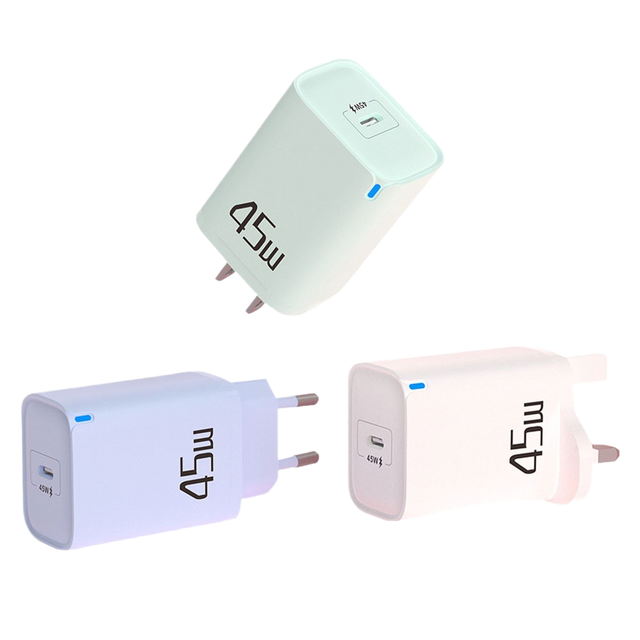 GaN PD UK EU US Plug 45W Super Fast USB-C Charger Adapter for iPhone 16 15 14 for Smart Phone Use Type-C Charger Adapter