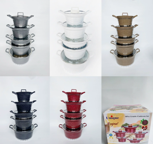 Conjuntos de Utensílios de Cozinha de Granito de Alta Qualidade, Panelas e Frigideiras Antiaderentes de Alumínio com Revestimento de Mármore, Conjunto de Utensílios de Cozinha por Atacado - Product Image 6