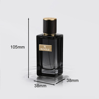 Flacon de parfum de luxe au design populaire, 50 ml, en verre, carré, noir, flacon de parfum personnalisé avec un couvercle unique
