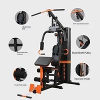 Machine de musculation multifonctionnelle à poste unique pour l'entraînement complet des bras, des jambes et du tronc, avec pile de poids de 75 kg