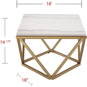 Modern Marble Top <b>Square</b> Coffee <b>Table</b> Iron Frame Powder Coated Metal Furniture Dining <b>Kitchen</b> Bedroom Home School Living Room - Product Image 2