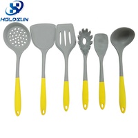 Ensemble d'ustensiles de cuisine en silicone sans BPA, résistant à la chaleur, couleur personnalisée, design monobloc, 6 pièces, pour la cuisine à domicile
