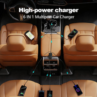 Nuevo Cargador de Coche Retráctil 6 en 1, Cargador de Coche de Alta Potencia de 135 W, Adaptador de Carga Rápida USB C, Accesorios para Coche para iPhone y Galaxy