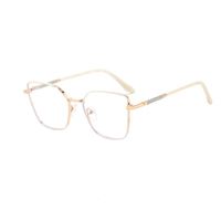 Kacamata mode bingkai optikal logam Cateye Model 29004 bingkai logo kustom kacamata Retro stok tersedia