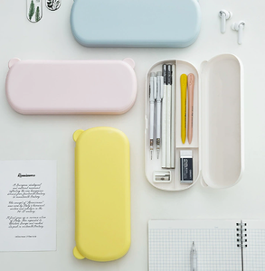 Étui à crayons en plastique rose, boîte de rangement rectangulaire avec couvercle à boucle pour l'école et le bureau - Product Image 4