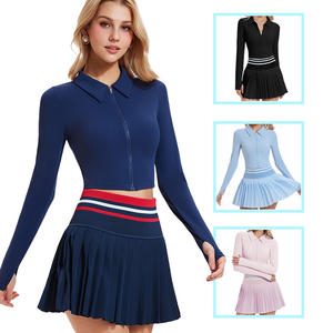 ชุดกระโปรงเทนนิสผู้หญิงมาใหม่ เสื้อโปโลแขนยาว ชุดฟิตเนสระบายอากาศ ชุดกระโปรงกอล์ฟลำลองสำหรับฤดูใบไม้ร่วง - Product Image 1