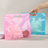Op maat gemaakte transparante, mat PVC rits-opbergzak met handvat, waterdichte reistas voor ondergoed, strand, cosmetica en winkelen.