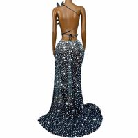Robe de soirée longue sirène sexy ornée de fleurs et de strass, robe de bal pour femme avec fente haute, idéale pour les concours, banquets et dîners, tenue de soirée