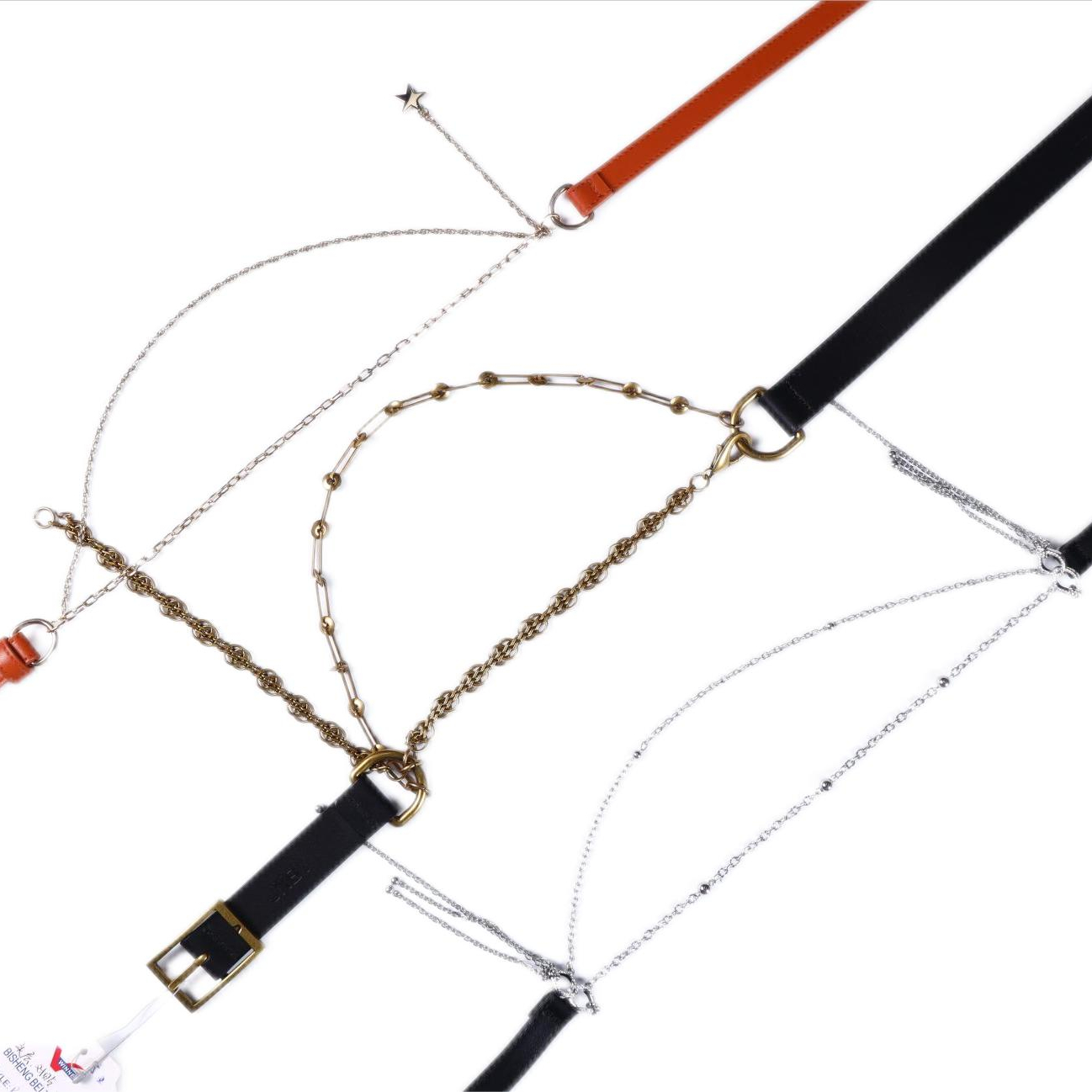 Западная Новинка, модная популярная двойная D-пряжка, женские золотые ремни с кисточкой и цепочкой из многоцветной кожи.