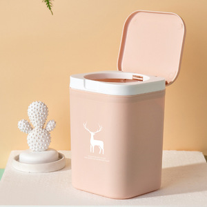 Mini Desktop Trash Can Rectangular Flip Top Dark Blue Kitchen Bathroom Waste Bin Indoor Use 135g YM-201 - Product Image 4