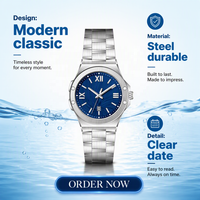Montre à quartz multi-couches résistante à l'eau en acier inoxydable 304L avec verre saphir pour usage quotidien, pour les amoureux