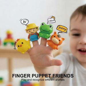 Giocattoli Montessori per l'apprendimento precoce dei bambini, trenino con animali della fattoria, 10 marionette da dito, giocattoli per ordinare, contare e abbinare - Product Image 2
