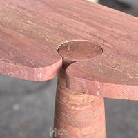 Table console de couloir en marbre travertin rouge vintage haut de gamme pour la maison, le salon, l'hôtel, la villa
