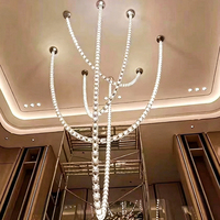 DUOMEIJU Luminaire personnalisé créatif à chaîne de cristaux pour salle de réunion d'affaires, escalier rotatif, salon duplex, hôtel, rectangulaire