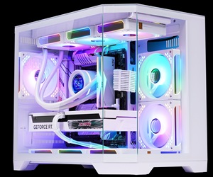Boîtier PC avec ventilateurs, hub de données intelligent, compatible <span class=keywords><strong>RTX</strong></span> <span class=keywords><strong>4090</strong></span>, prêt pour radiateur liquide AIO, conception à deux zones, boîtier d'ordinateur de jeu sans pilier - Product Image 3