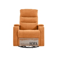 Chaise de canapé inclinable à bascule pivotante de couleur orange avec port de charge USB et porte-gobelet pour le salon