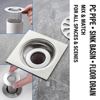 Filtre de drain de sol carré en acier inoxydable pour lavabo de salle de bain et toilettes, anti-corrosion, design moderne invisible, marque XIAOHONG