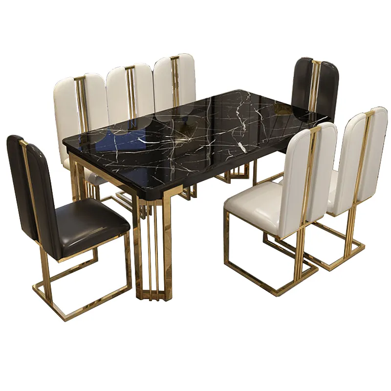 Mesa de comedor de acero inoxidable para restaurante, mueble moderno de lujo, 2021