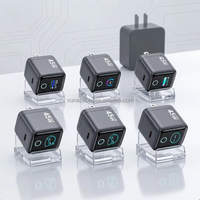 Chargeur rapide GaN 45W à écran rotatif, interrupteur UI à une touche, refroidissement intelligent IA, adaptateur d'alimentation interactif pour iPhone Samsung