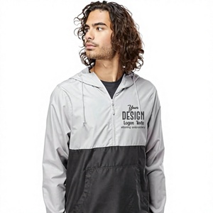 <b>Men's</b> Hooded Lightweight Breathable Polyester/Nylon Windbreaker <b>Shorts</b> Set Color Blocking Design Front Print Casual Winter - Product Image 1