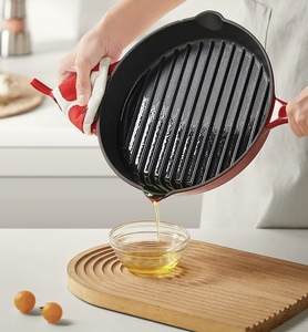 Poê<span class=keywords><strong>le</strong></span> à frire ronde de 10 pouces en forme de côtes en fonte émaillée rouge <span class=keywords><strong>pour</strong></span> <span class=keywords><strong>le</strong></span> camping Poê<span class=keywords><strong>le</strong></span> à frire ronde en fonte verte émaillée - Product Image 6