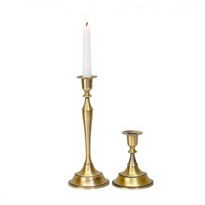 Classic <b>Brass</b> <b>Candlestick</b> <b>Holder</b> Set Of 2 Taper Candle <b>Holders</b> For Home Decoration Durable Metal Candle <b>Holders</b> - Product Image 1