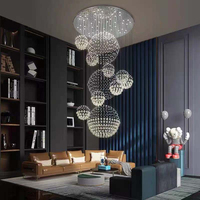 Grand lustre goutte de pluie en cristal K9 en spirale longue Duplex bâtiment Villa escalier suspendu fournisseur de lumière
