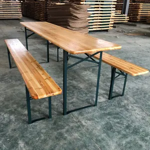 Slid wood outdoor beer table set for BBQ/picnic