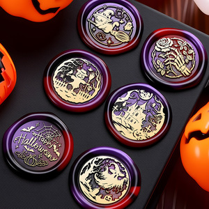 Ensemble de tampons à cire d'Halloween avec tête en laiton pour la décoration de journaux et d'enveloppes, Nouvelle série 2025 - Product Image 2