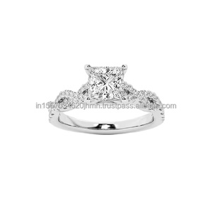 IGI/GIA Lab Grown Princess Cut Diamond Vintage 14K oro amarillo boda/anillo de compromiso Unisex perfecto regalo de fiesta de aniversario - Product Image 1