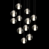 Globe g4-lustre LED moderne en forme de boule de cristal, lustre transparent, luminaire décoratif d'intérieur, idéal pour un salon