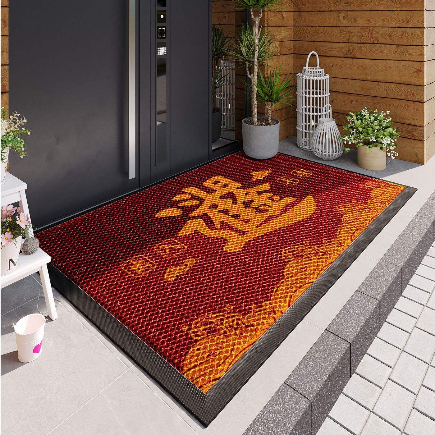 Paillasson Elastic King - Une source quotidienne de richesse en Chine Rouge