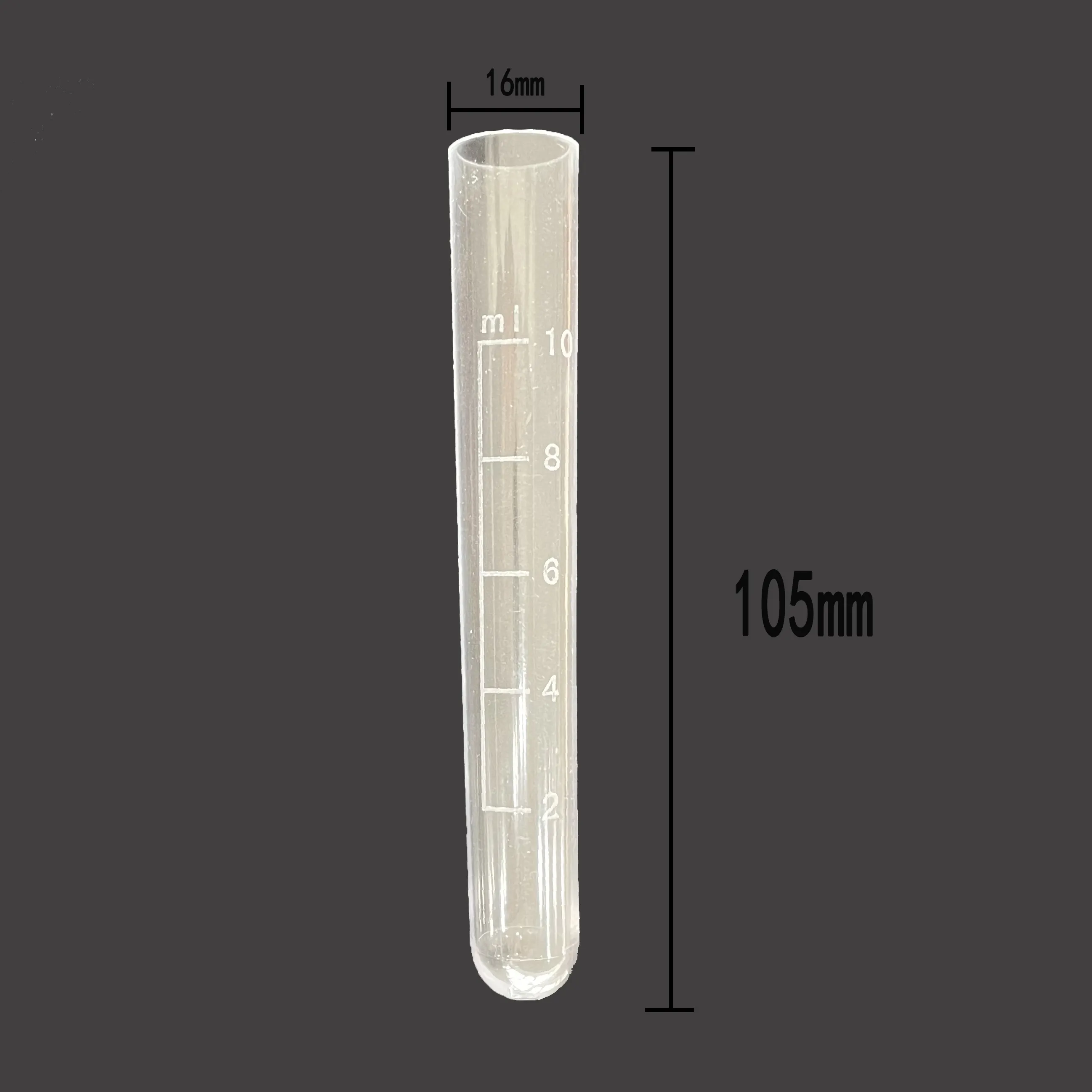 Venta caliente Uso de laboratorio tubos de alta calidad 10ml tubo de ensayo graduado plástico con corcho