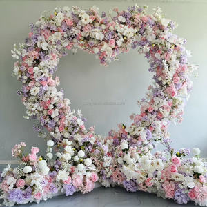 新しいデザイン7ftフラワーアーチウェディングデコレーションバックドロップ人工赤いハート型アーチ結婚式パーティーステージ装飾 - Product Image 6