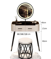 Coiffeuse moderne minimaliste européenne en bois de bouleau massif avec éclairage LED, ensemble modulaire en acier inoxydable pour chambre et salle de bain