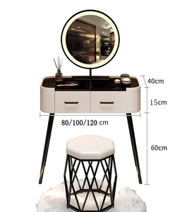 Solid Birch Wood Modern European Minimalist <strong>Dressing</strong> <strong>Table</strong> <strong>LED</strong> <strong>Lighting</strong> Bedroom Bathroom Apartment Set Modular Stainless Steel - Product Image 1