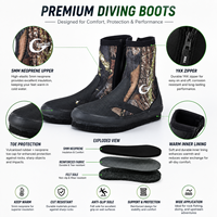 Bottes de pêche en néoprène camouflage 5MM avec semelle en feutre, bottes de pêche antidérapantes en feutre pour la pêche, fourniture en gros du fabricant