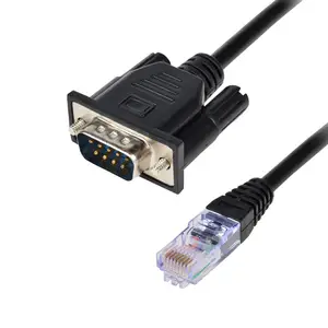 שחור RS232 DB9 9 פינים זכר RJ45 8p8c נקבה Cat5 Ethernet LAN קונסולת כבל