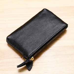 Wholesale Men Genuine Leather Luxury <b>RFID</b> <b>Blocking</b> Short Coin Card Holder <b>Wallet</b> Polyester Lining Open Closure Thread Pattern - Product Image 4