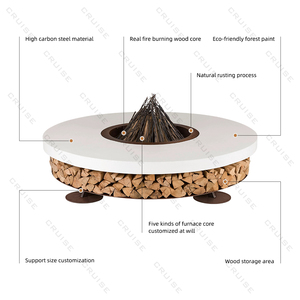 <span class=keywords><strong>Cheminée</strong></span> <span class=keywords><strong>de</strong></span> <span class=keywords><strong>table</strong></span> CRUISE résistante aux hautes températures bois/gaz/alcool/atomisé/électronique avec foyer autoportant BBQ 1000mm - Product Image 6