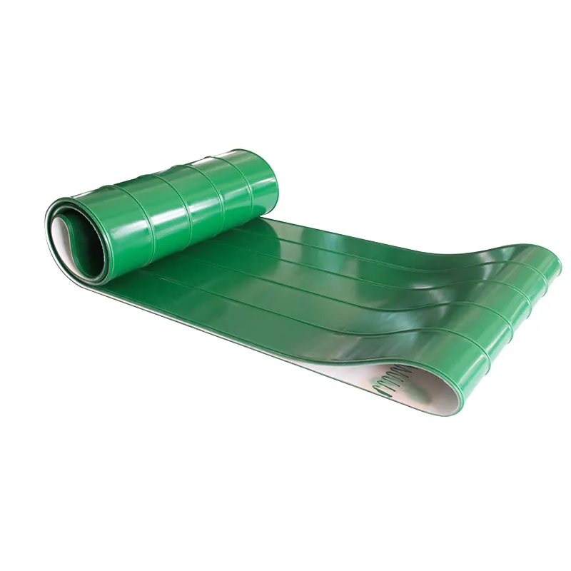 Cinta transportadora de PVC verde industrial para aeropuerto