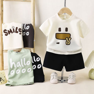 Ensembles de vêtements pour garçons en bas âge 1 2 3 4 5 6 ans, été, décontractés, t-shirt à manches courtes, shorts, 2 pièces, vêtements décontractés pour bébés garçons - Product Image 1
