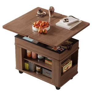 Solid Wood Modern <strong>Folding</strong> <strong>Coffee</strong> <strong>Table</strong> with Adjustable Height and Storage Movable Trolley for Small Apartments - Product Image 5