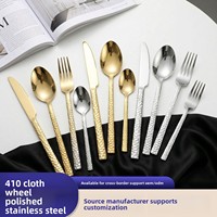 Ensemble de couverts de mariage en acier inoxydable doré, robuste, finition miroir, pour la maison, la cuisine, la salle à manger, durable, logo personnalisé