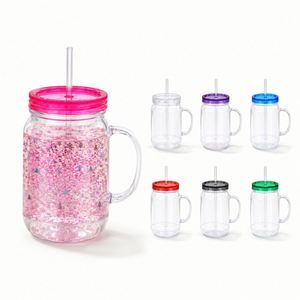 Gobelet réutilisable de 22 oz sans BPA, personnalisable, avec poignée et paille, pour globe à neige DIY, couleur personnalisée, sérigraphie, vente en gros - Product Image 1