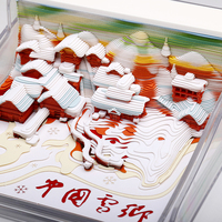 Calendrier 2026 en découpe de papier 3D, bloc-notes, thème Villes de neige chinoises, fournitures scolaires, artisanat en papier de Noël, papeterie, cadeau