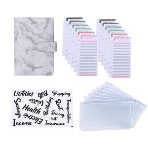 Bìa Kẹp Ngân Sách A6 Kèm Phong Bì Đựng Tiền 6 Vòng Bìa Kẹp Ngân Sách Tiền Mặt Chống Nước, Bìa PU Sổ Da Cẩm Thạch Có Nhãn Dán/ - Product Image 2